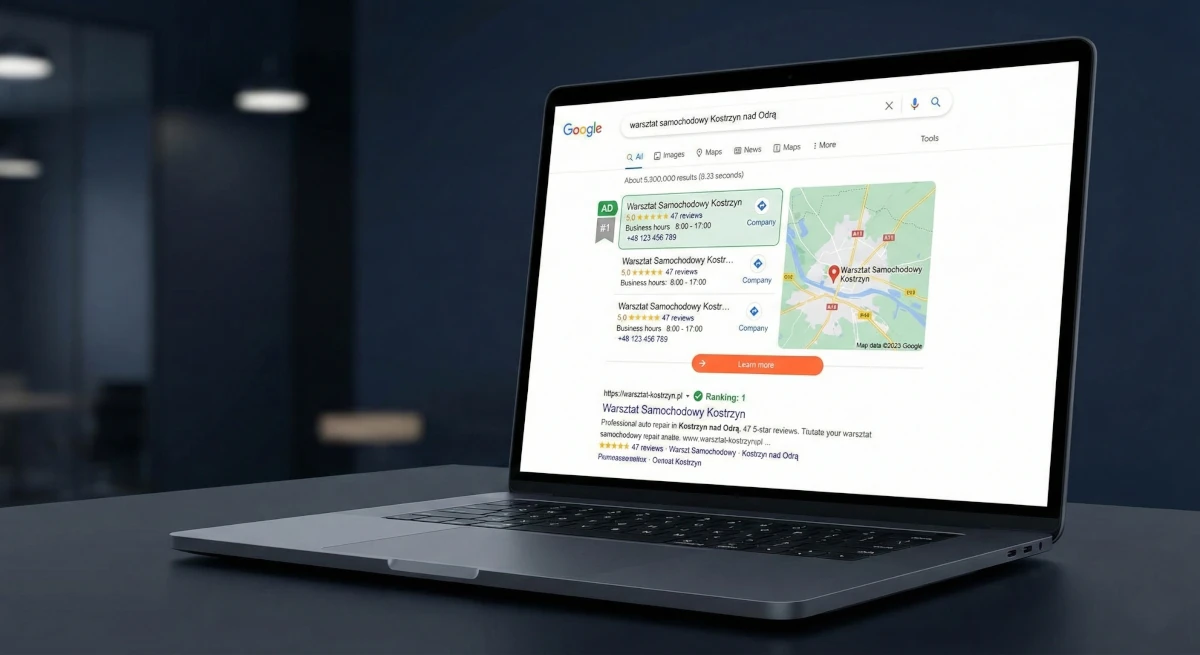 Case study: SEO lokalne – warsztat samochodowy - AutoSerwis Kostrzyn