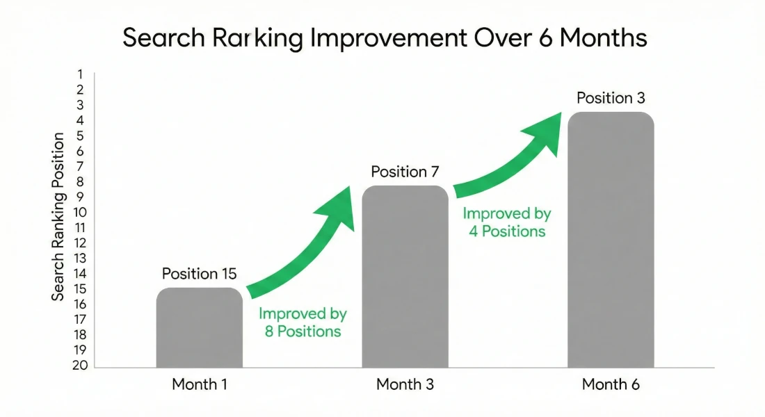 Wykres poprawy pozycji w Google - SEO lokalne w Gorzowie